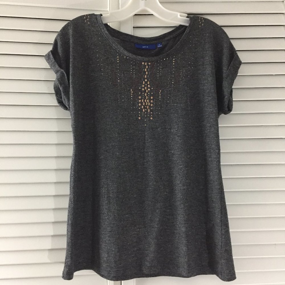 Apt. 9  Gray Top With Glitter Design